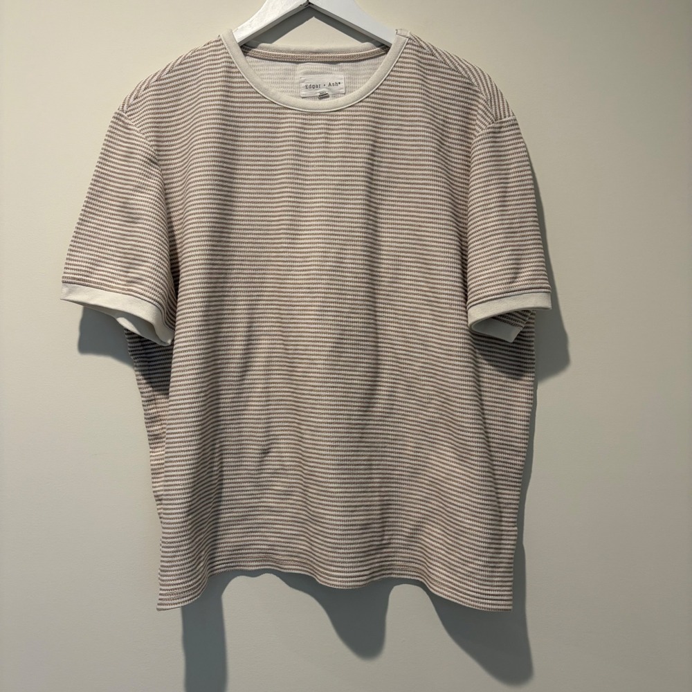 Edgar + Ash 2XL Tan White Striped Short Sleeve Slub Knit T-Shirt RN 48711
